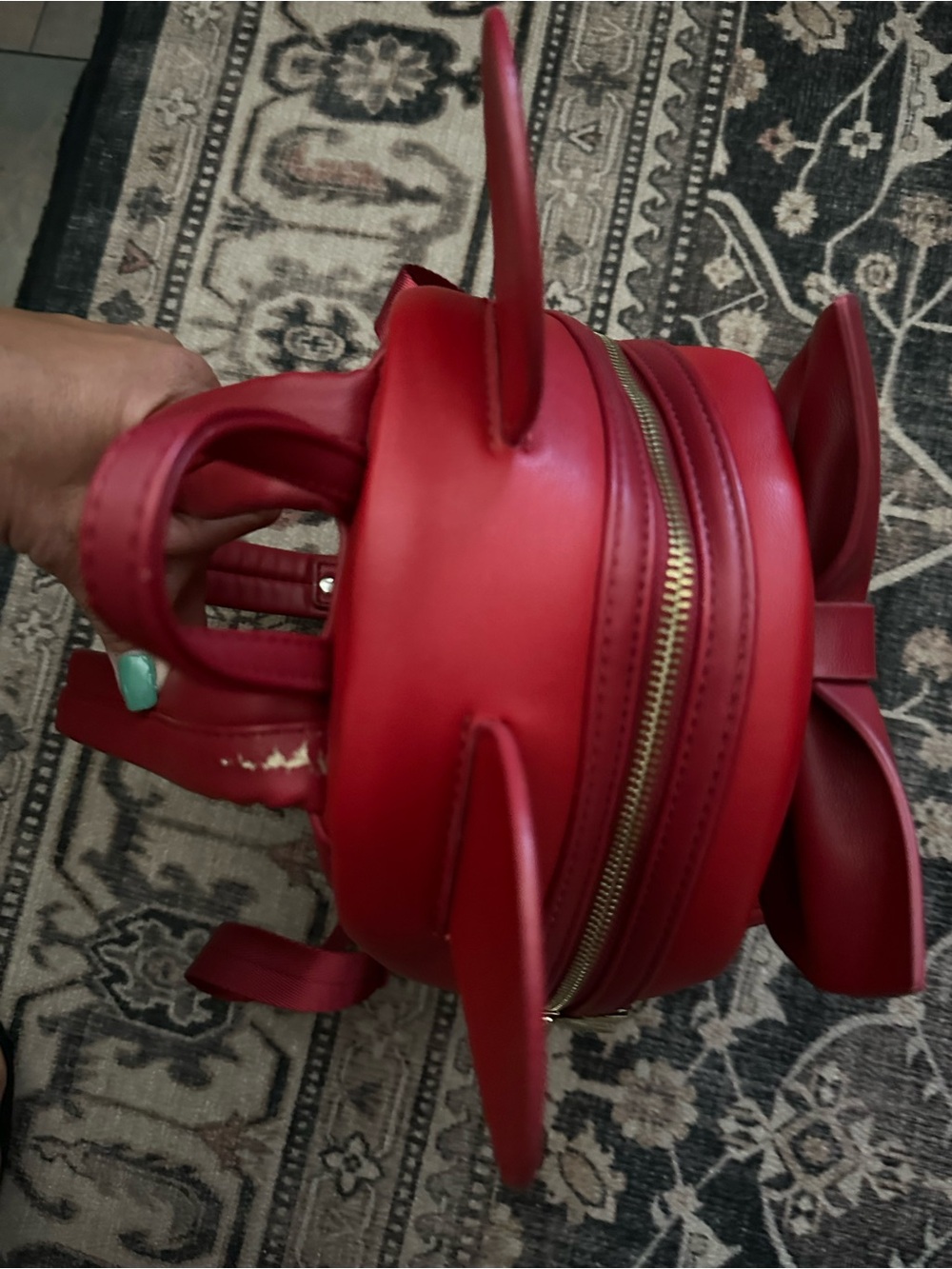 Disney loungefly Red Minnie Bow Mini Backpack with Gold Hardware - Picture 7 of 10